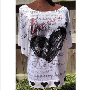 DESIGUAL HEART GRAFFITI BOYFRIEND TOP TUNIC
